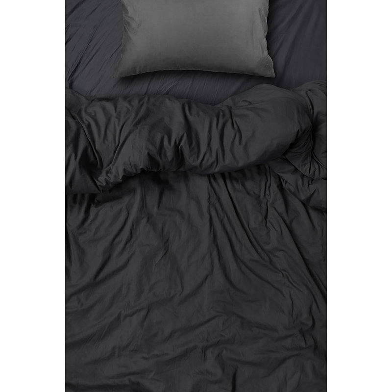  Ensemble de draps en rayonne de bambou Hotel Quality, Noir, Simple + 2 taies d'oreiller