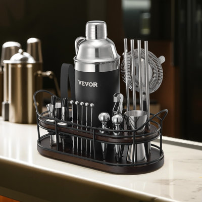 Cocktail Shaker Set 23 Pcs Bartender Kit Stainless Steel Bar Tool Set Silver