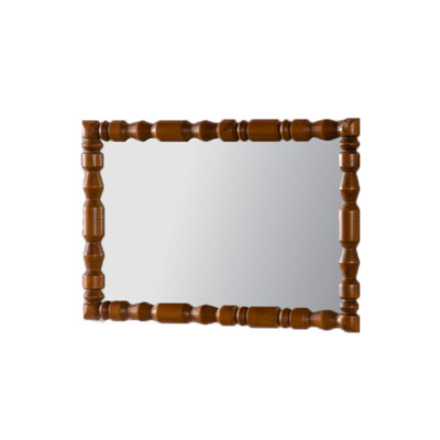 Vintage Wooden Carved Wall Mirror, Decorative Column Frame for Living Room/Entryway Retro Decor
