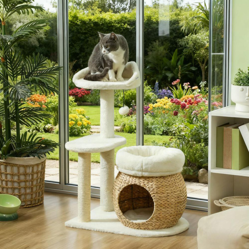 31" Cat Tree Tower With Scratching Posts