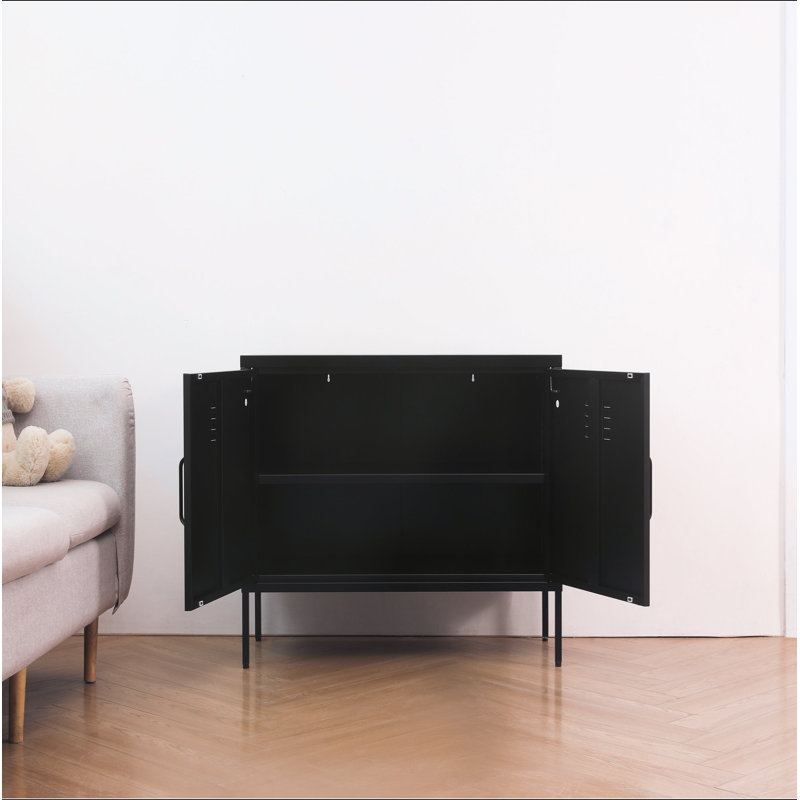 Une armoire de rangement multifonctionnelle en métal d'une hauteur de 25,2 pouces, Noir