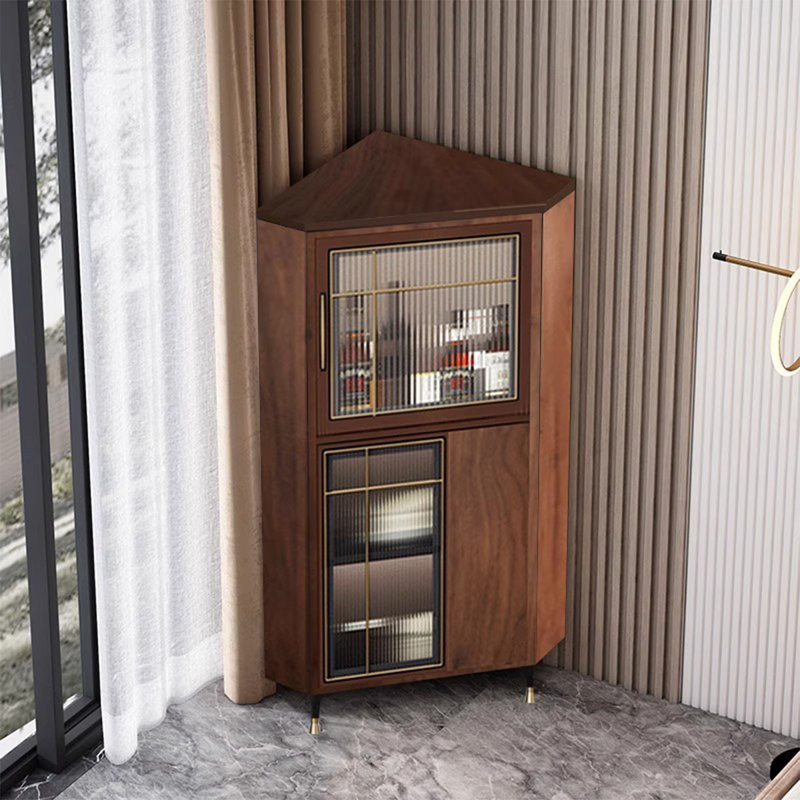 Armoire de coin en bois manufacturé, Noyer