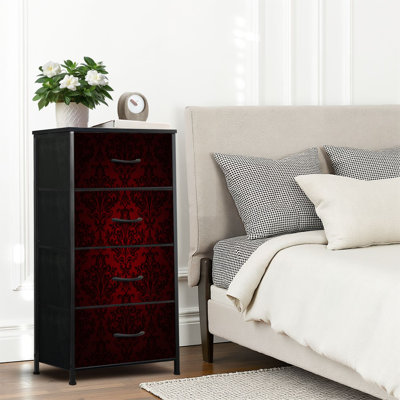 4 Drawer Dresser for Bedroom, Narrow Chest of Drawers, Wooden Top and Study Iron Frame 18"x37.5"-(WxH)