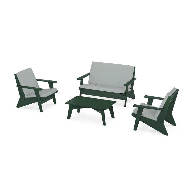Riviera Modern Lounge 4-Piece Set, Green, Spa