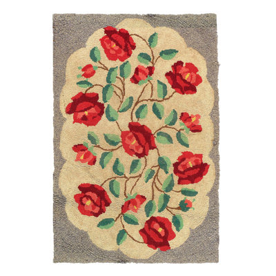 Antique American hooked rug 2'X 3'