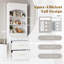 Grand garde-manger moderne blanc Topmat avec plateau en faux marbre et 5 tiroirs de rangement - conception compacte