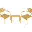 2 chaises simples et table basse 2 pièces en polypropylène, jaune vif, pour l'intérieur et l'extérieur