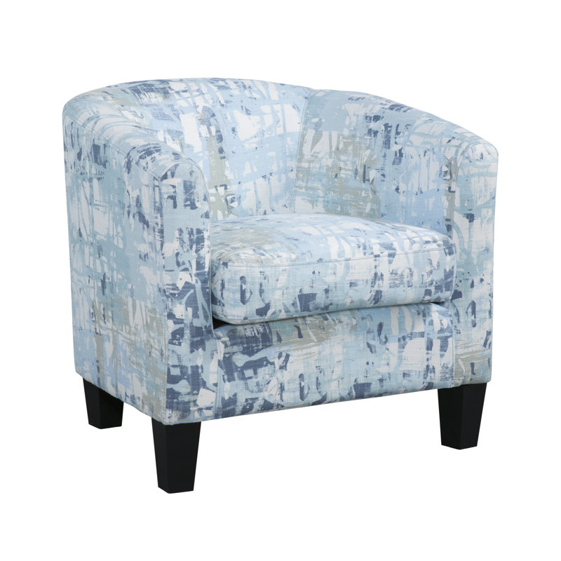 Ellen Enzo Upholstered Barrel Chair, Mysterious Slate Blue/Gray Polyester Blend