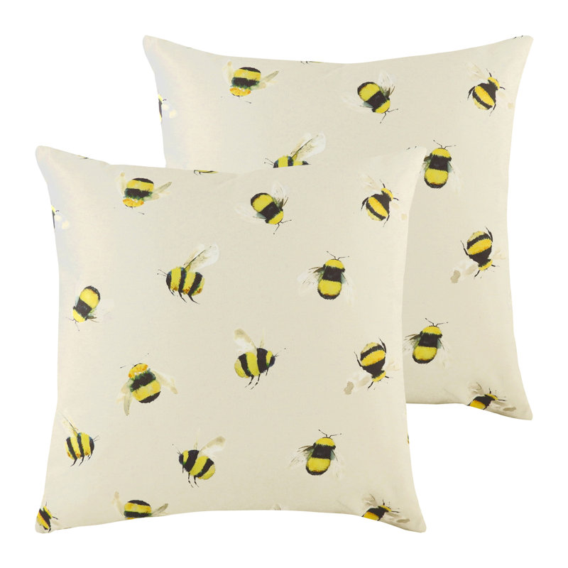 Bonham Square Cushion, Taupe/Yellow/Black, Polyester/Polyfill
