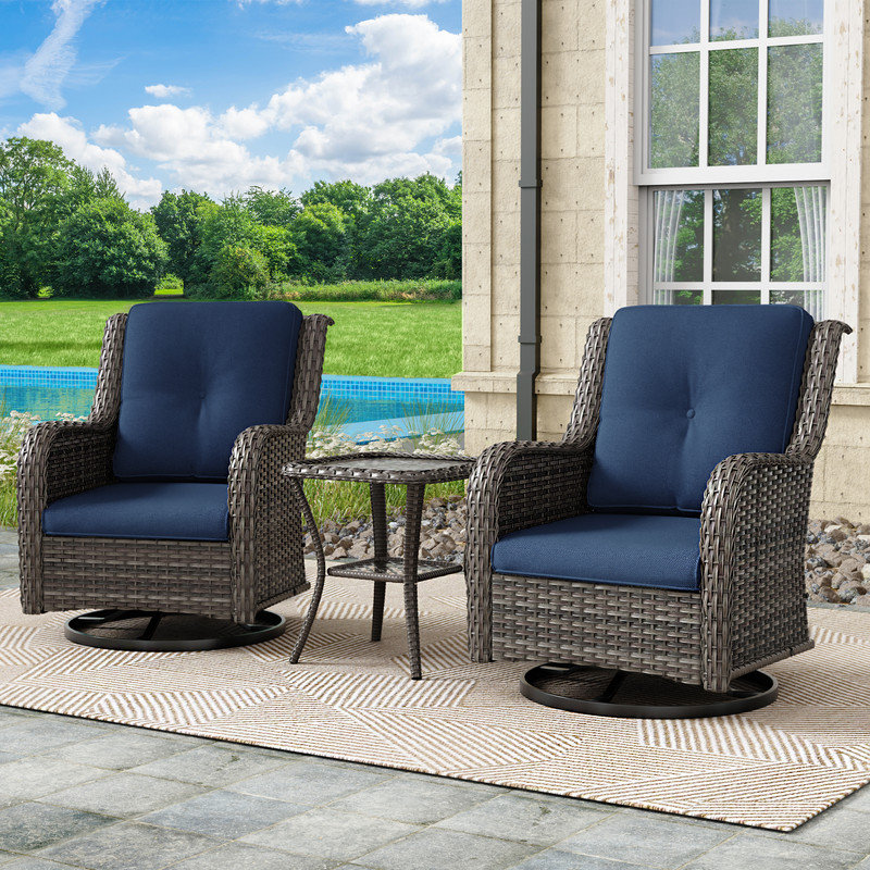 2 - Person Outdoor Conversation Sets with Cushions, Blue