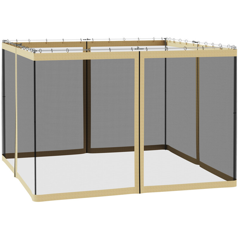 Outsunny Universal Replacement Mesh Sidewall Netting for Patio Gazebos and Canopy Tents with Zippers, Sidewall Only, Cream