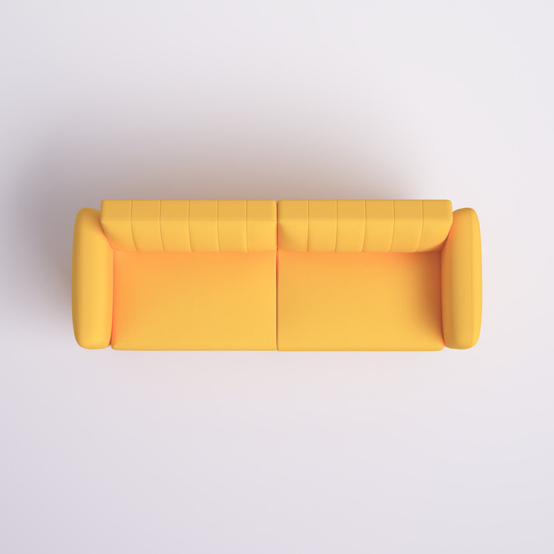 Lennon Twin 82.5'' Upholstered Convertible Sofa, Yellow Cotton/Linen