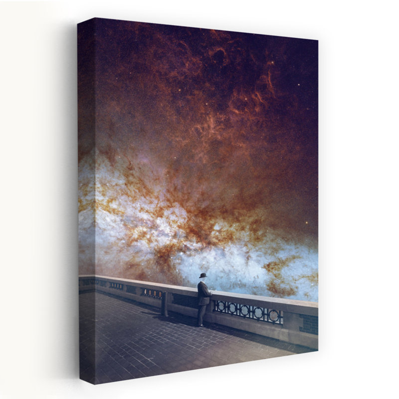 Luminous Galaxy Ethereal Mystical Retro Architecture Landscape Wall Art by Dominik Przerwa - Wrapped Canvas Print
