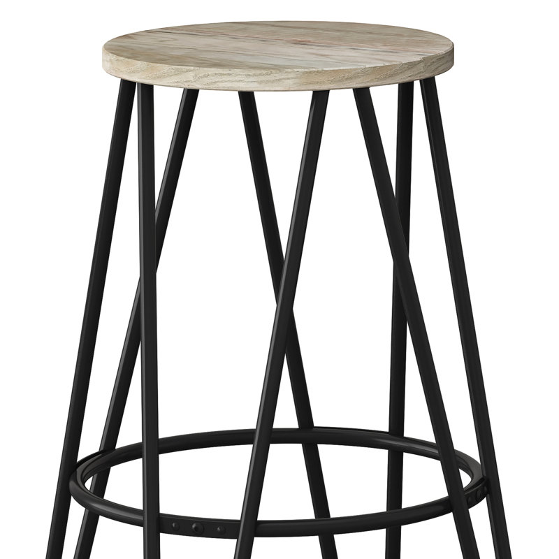 Tabouret de comptoir Simeon, Naturel / gris bronze industriel