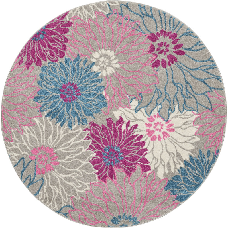 Tapis gris, Rond 5 pi 3 po
