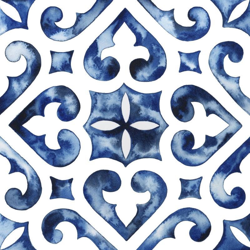 Cobalt Tile VI by Grace Popp - Wrapped Canvas Painting, 76cm H x 76cm W x 3.8cm D