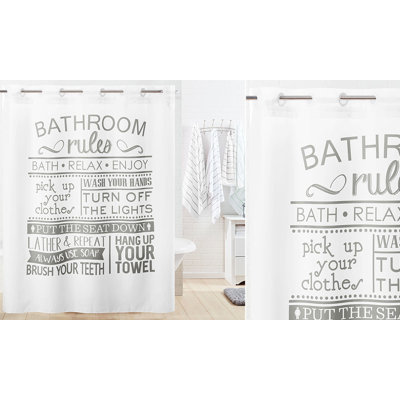 Bathroom Rules Polyester Shower Curtain