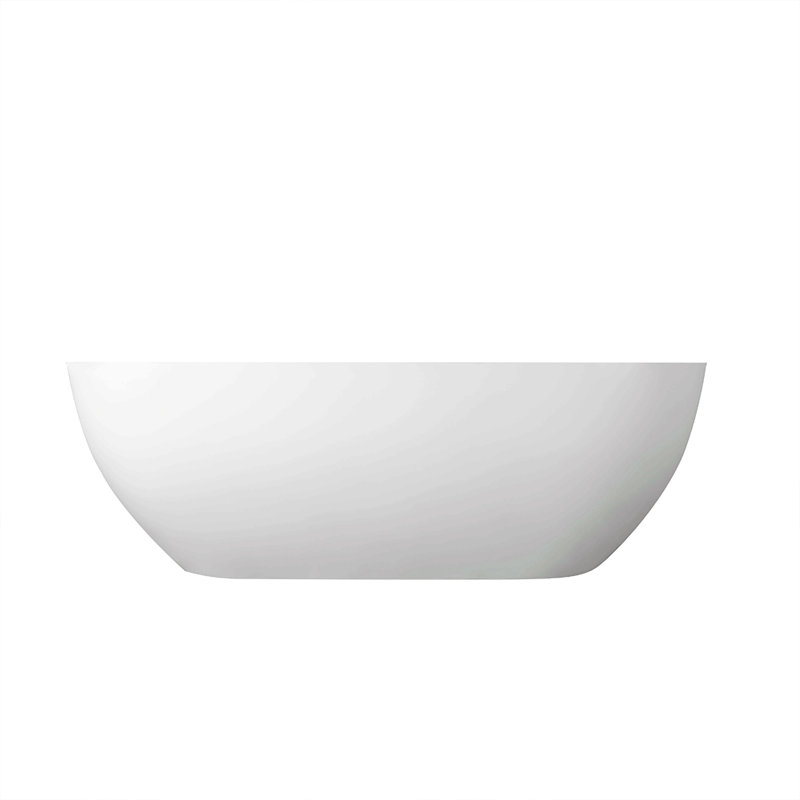 Solid Surface Soaking Bathtub - Deep Soak Freestanding Tub, White