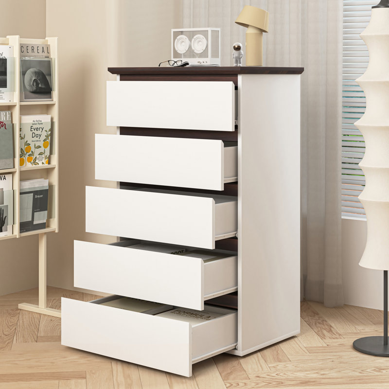 Commode 5 tiroirs pour la chambre à coucher, rangement pour garde-robe moderne, solution de rangement spacieuse et élégante