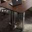 Bureau en bois manufacturé rectangulaire brun noisette + beige + acier inoxydable avec 3 tiroirs-109026603-109026606