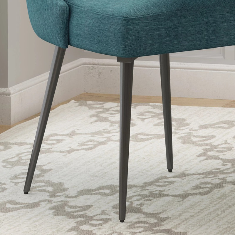 Milin Modern Dining Chairs Set of 2, Iron Legs & Curved Backrest, Gunmetal, Teal