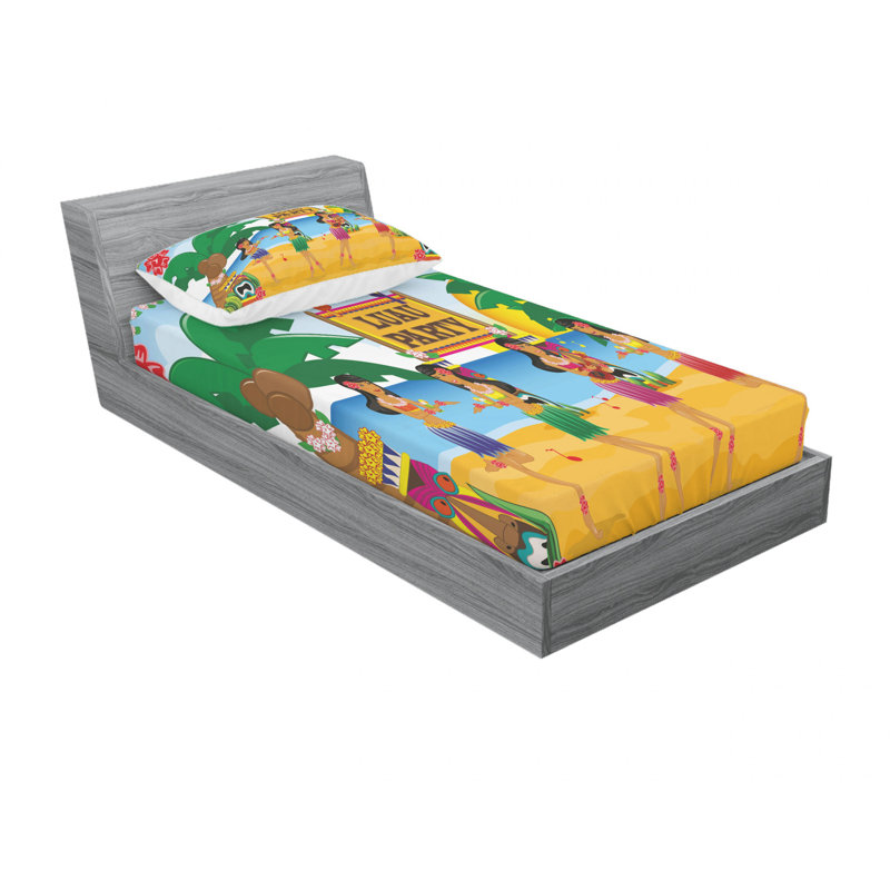 Ensemble de draps Hawaiian Luau Py, Ensemble de draps pour lit simple TG avec drap-hou