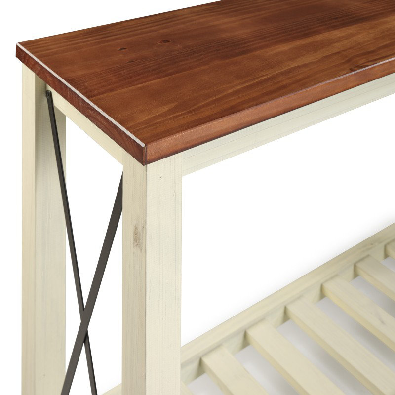 132cm Solid Wood Console Table, White