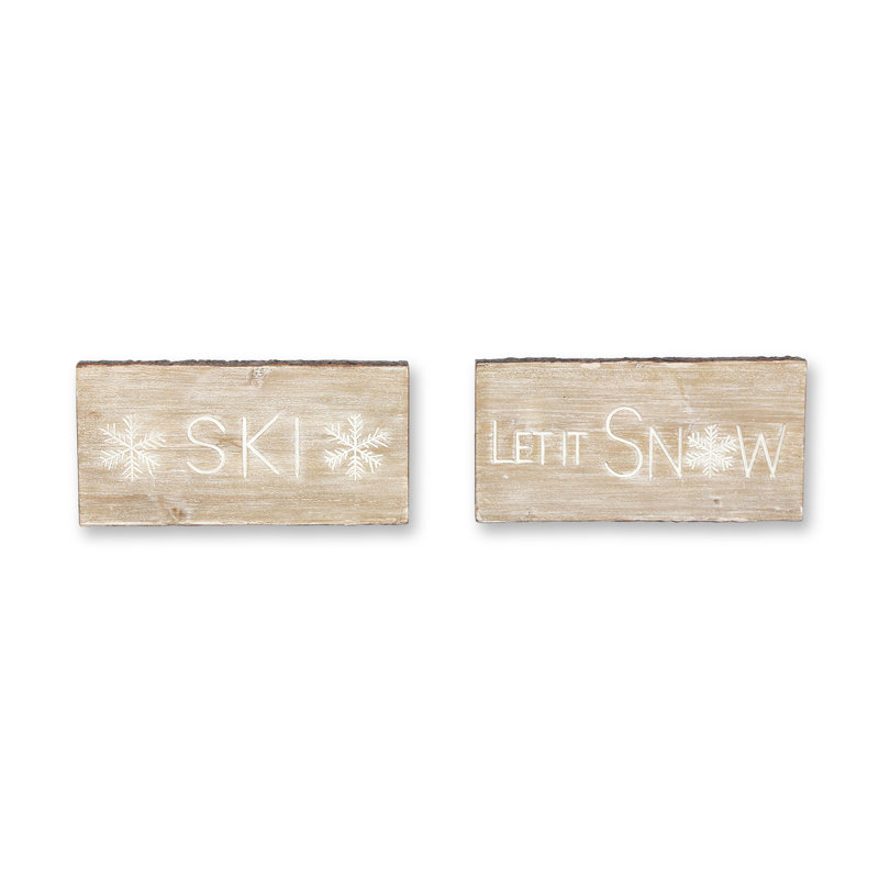 Ensemble de 2 plaques de MDF Let It Snow and Ski