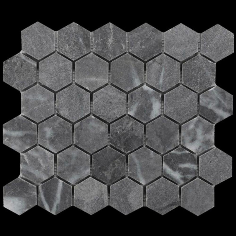 Honed Dark Blue De Savoie 2" Hexagon, Dark Blue