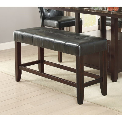 Banc de salle à manger à hauteur de comptoir - siège en similicuir avec support en bois, coussin rembourré d'aspect classique, base robuste et confortable