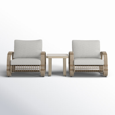 Patio 3-Piece Aluminum Conversation Set With Cushions