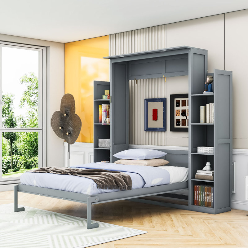 Nicara Murphy Storage Bed, Gray, Full