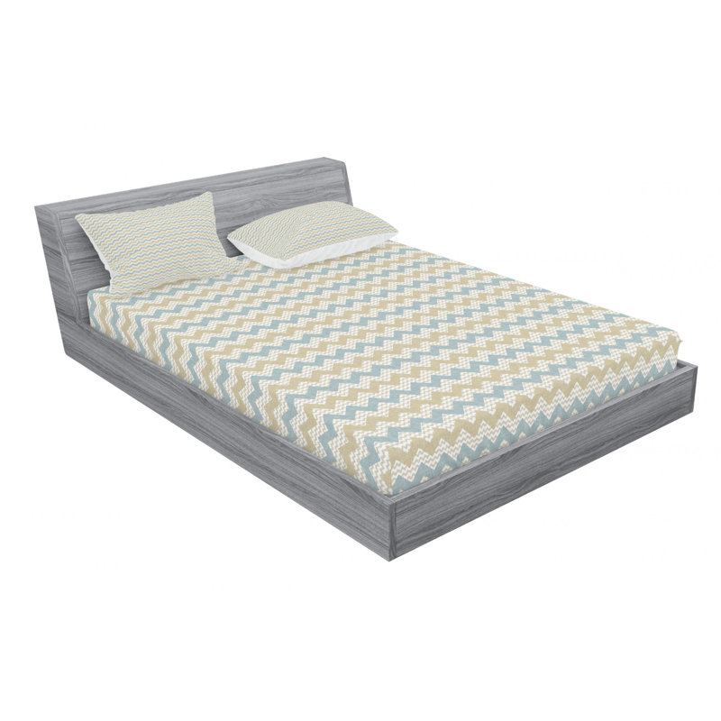 Microfiber Chevron Sheet Set, Queen Sheet Set with Fitted Sheet