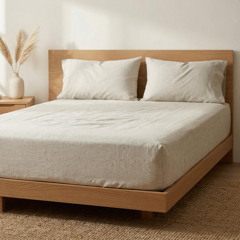 Ensemble de draps-housse en lin bambou naturel Rug Branch, King