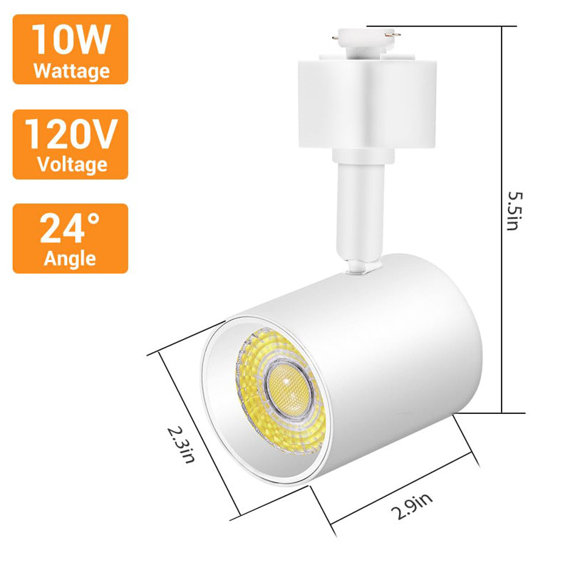 5-Color Dimmable LED Track Lighting Heads Compatible with Single Circuit J Type Rail(Set of 6), White