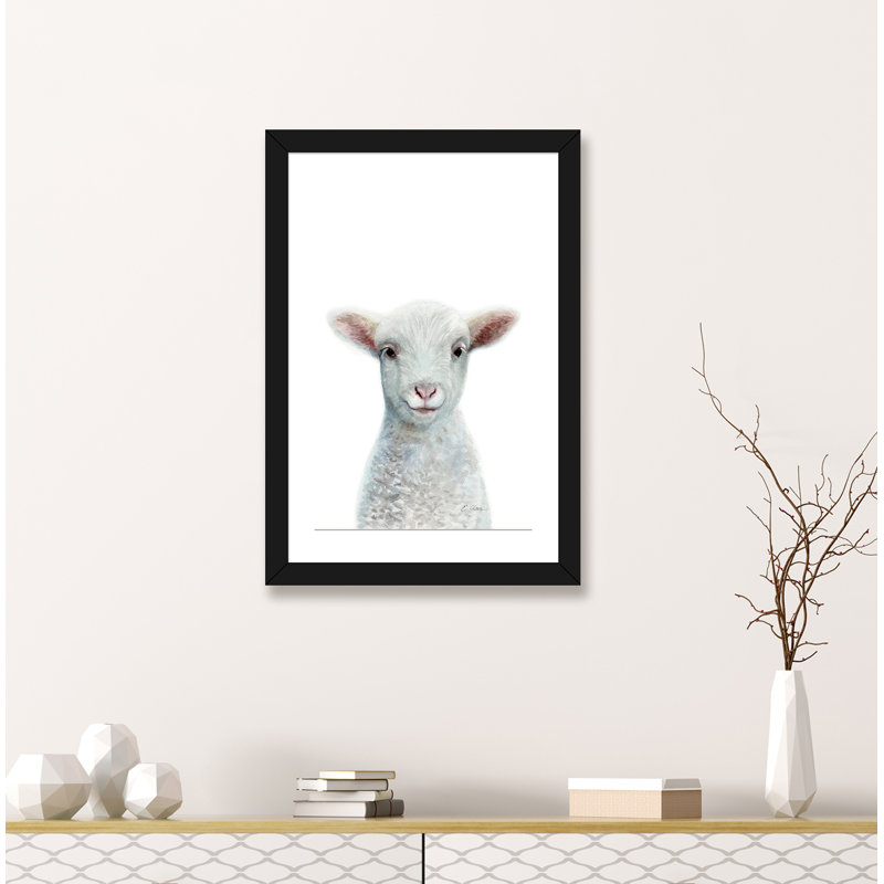 «Baby Sheep», reproduction d'art, Blanc, H 32 po x l 24 po x P 1 po, Papier encadré noir