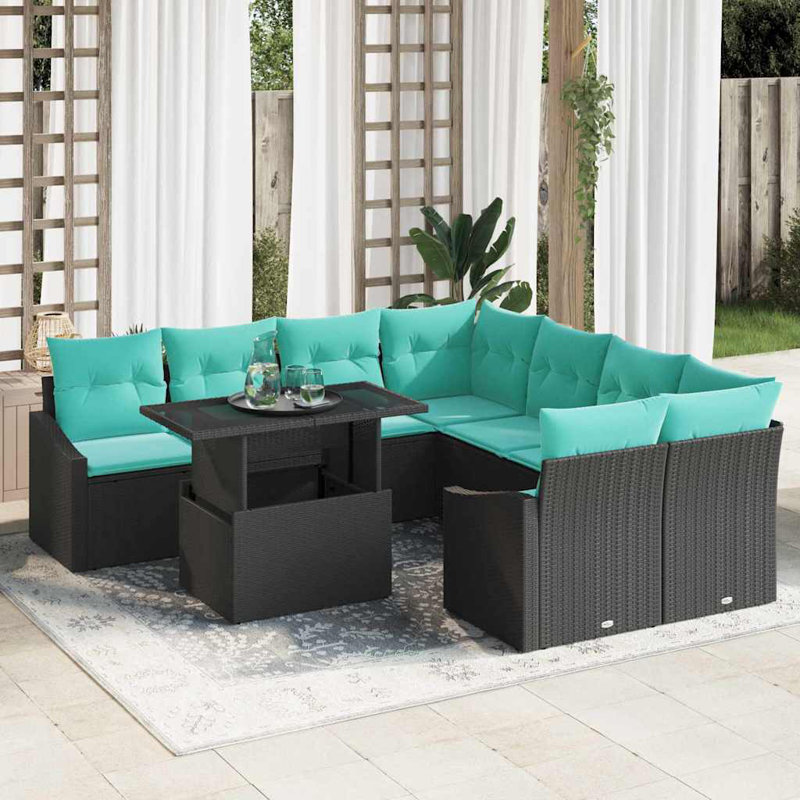 Ensemble de canapé de jardin avec coussin 9 pièces vidaXL