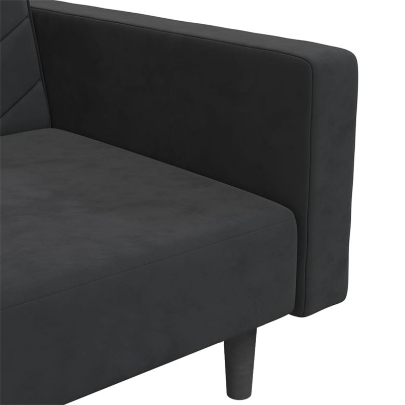 86.6'' Upholstered Sofa, Black, Black Velvet