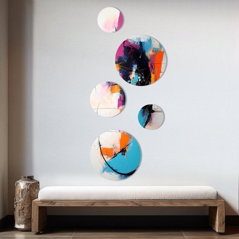 Daejha - Ensemble d'art mural rond de 5 fractales