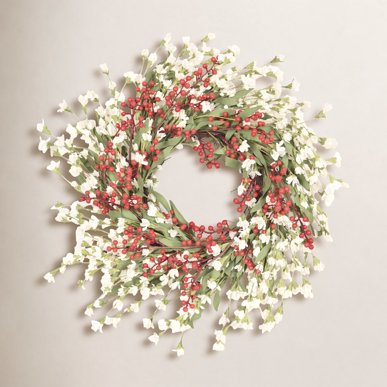 24" Handcrafted Berry Forsythia Wreath
