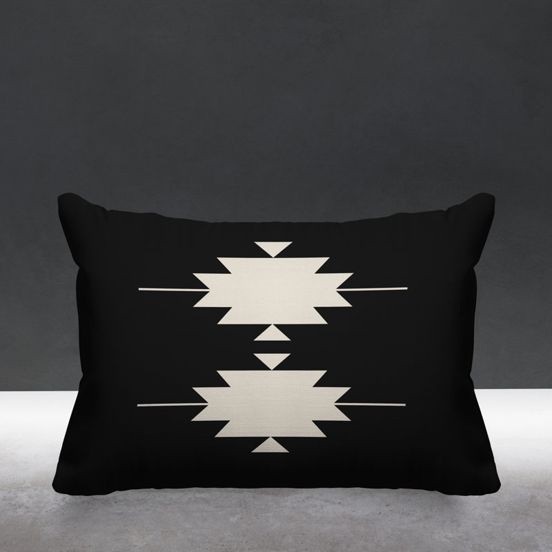 Coussin intérieur / extérieur Sike Southwestern, Noir