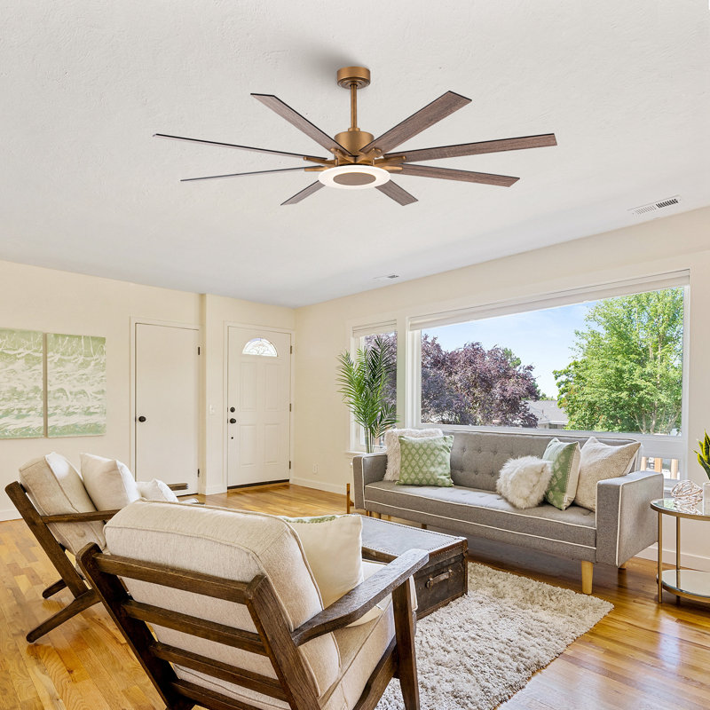 Broghen 65'' 8 - Blade Reversible Large Ceiling Fan with LED Lights and Remote Control