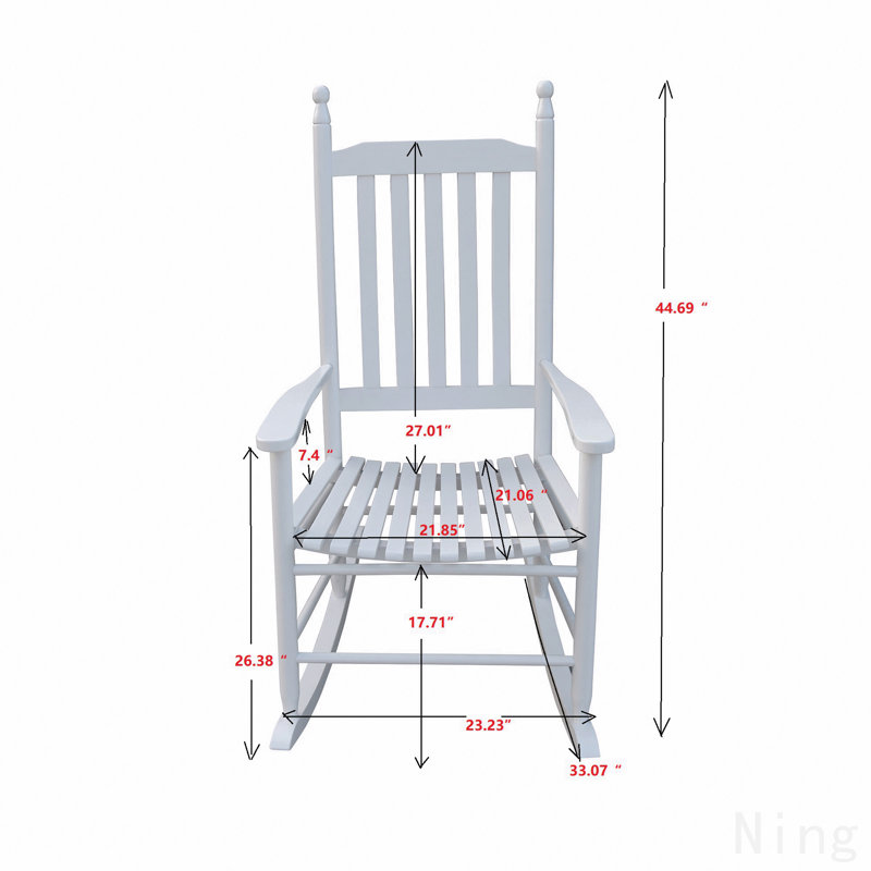 Chaise berçante en bois blanc, sans tapis, Blanc