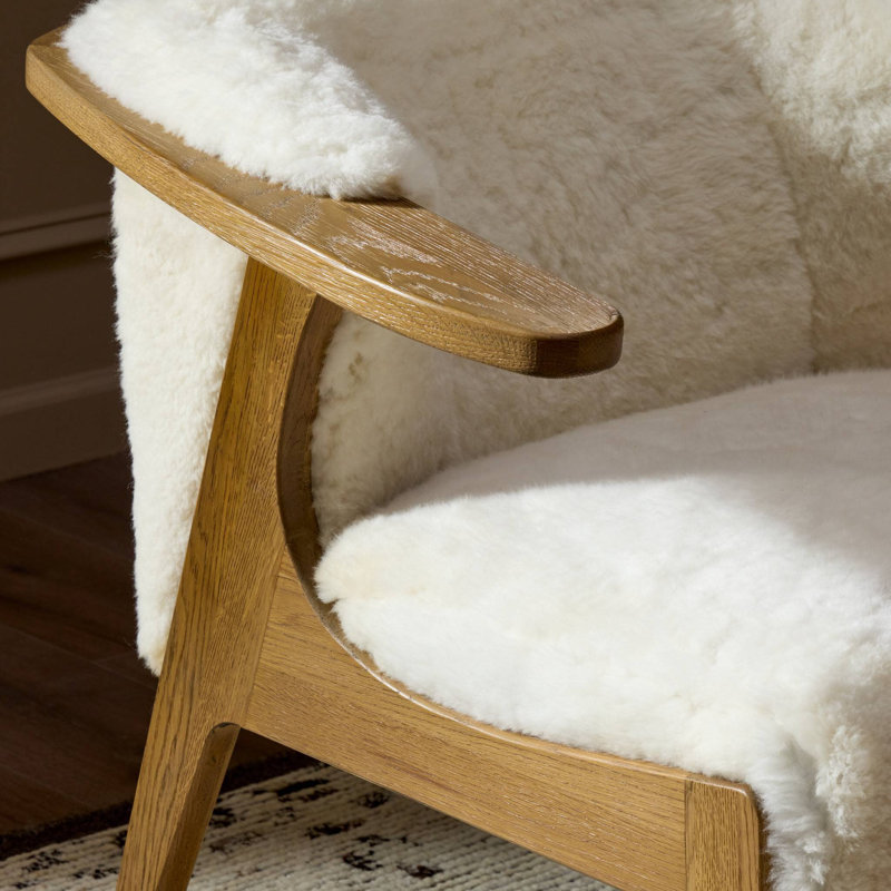 Fabian Chair-Cream Shearling, Aged Smoked Oak, Cream Shearling