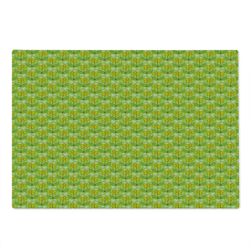 Ambesonne Floral Cutting Board Large Size Summer Botany Pattern Yellow Green Multicolor