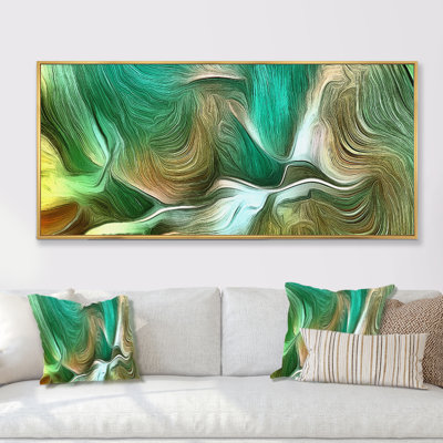 Vagues liquides dans les tons de vert III - peinture sur toile