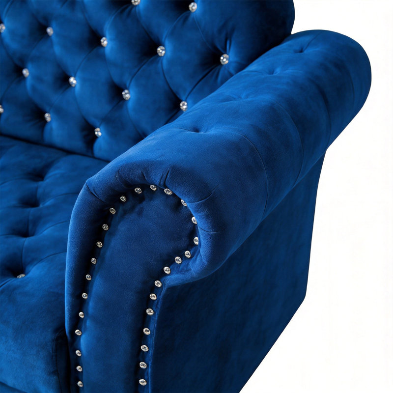 Ensemble de canapés chesterfield 2 pièces, Bleu