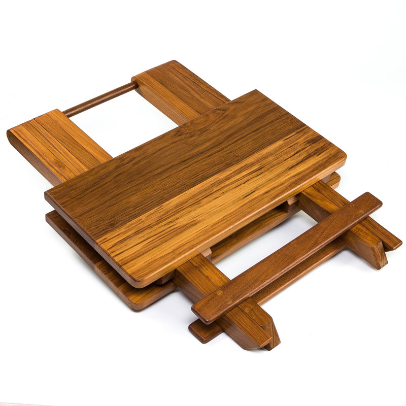 White Teak Fold-Away Patio Table with Solid Top
