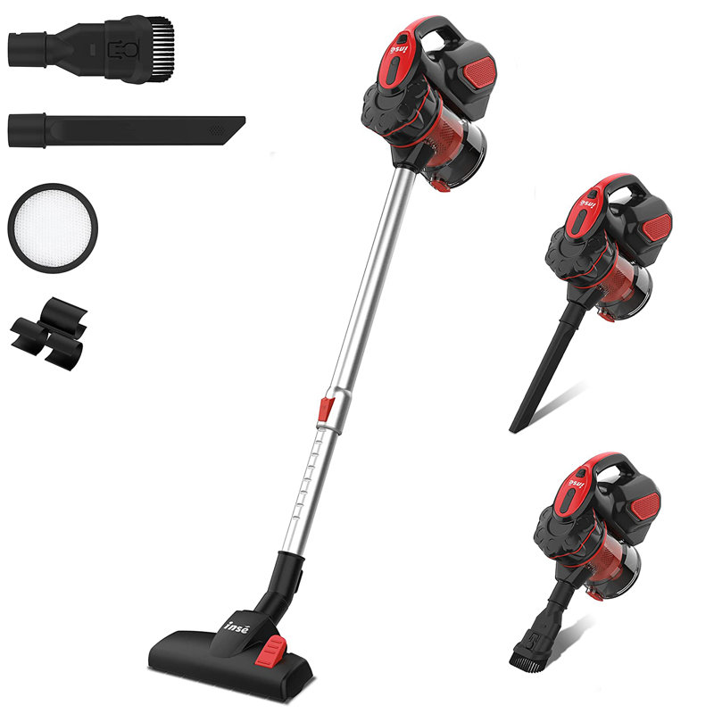 INSE Bagless Stick Vacuum, Red
