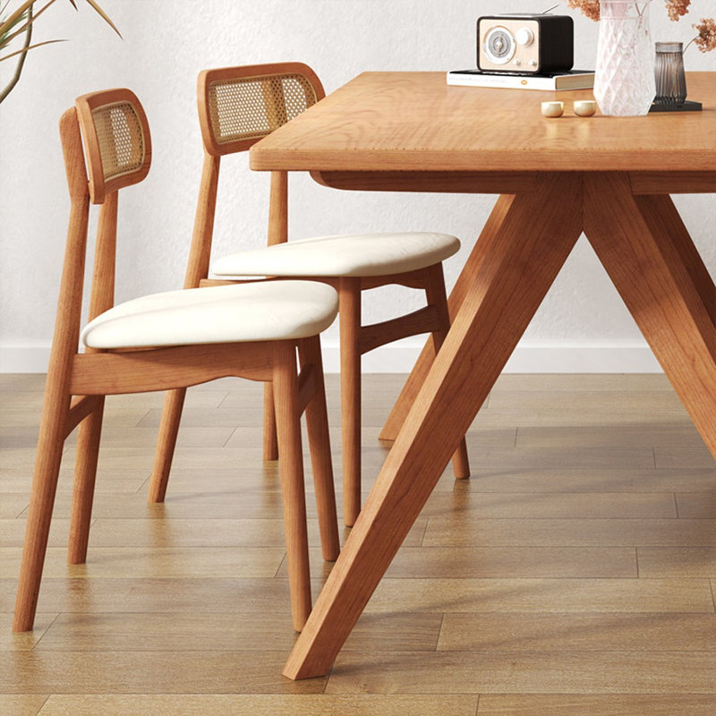 Table de salle à manger rectangulaire en bois massif brun, H 29,53 po x L 55,12 po x l 27,56 po